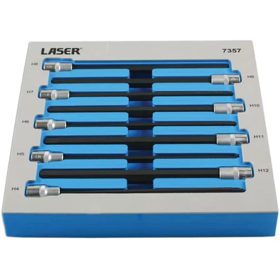 Image of Laser 7357 Extra Long Hex Socket Bit Set 3/8&quot;D 9pc