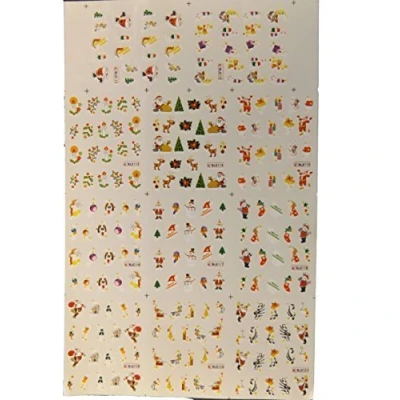 Image of Fantastic Offer: 12 x small sheets of 3D Nail art, Christmas &amp; New Year designs Tips Stickers False Manicure Decals Gems Glitter Toe wraps, body various by Fat catz copy (Christmas Water Transfers)