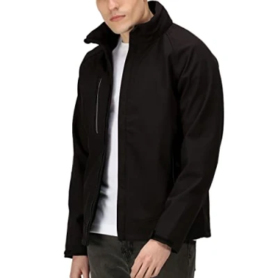 Image of Regatta Professional Men&#039;s Water Repellent Apex Lined Softshell Jacket Black, Size: 3XL