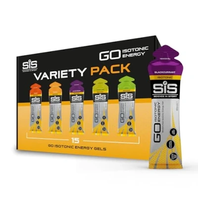 Image of Science In Sport GO Isotonic Energy Gels, Running Gels with 22g Carbohydrates, Low Sugar, Variety Pack of Assorted Flavours, 60ml Per Serving (15 Pack)