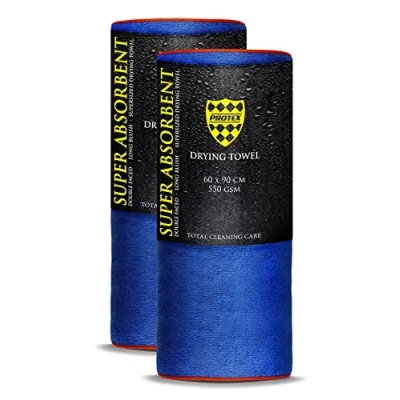 Image of PROTEX Extra Large Super Absorbent 550gsm Microfiber Soft Thick Plush Cloth Towel 60 x 90 cm, for Car Drying, Detailing, Polishing, Cleaning and Washing 2 Pack