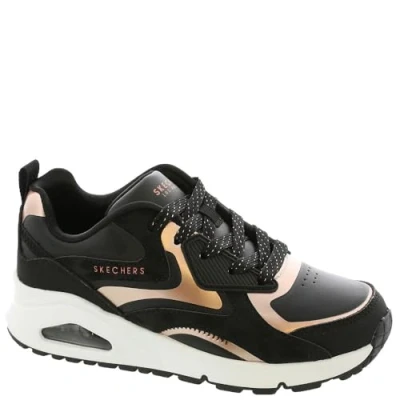 Image of Skechers Girl&#039;s Uno Gen1 Color Surge Sneaker, Black/Rose Gold, 1 UK