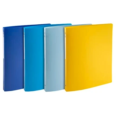 Image of Exacompta Ref. 51110E Set of 4 Bee Blue flexible binders round rings 15 mm diameter 20 spine external dimensions 32 x 25 cm A4 file format assorted colors