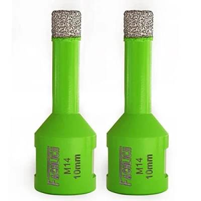 Image of FACHLICH Diamond Core Drill Bit,2pcs Diameter 10mm Thread M14,Vacuum Brazed Dry Wet Hole Saw for Porcelain Tile,Granite,Marble,Concrete,Masonry,Brick