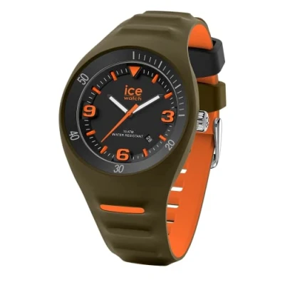 Image of ICE WATCH P. Leclercq Khaki Orange Men&#039;s Wristwatch With Silicon Strap 020886 (Medium)