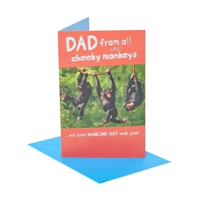 Image of UK Greetings Father&#039;s Day Card for Dad Fun Monkeys Design