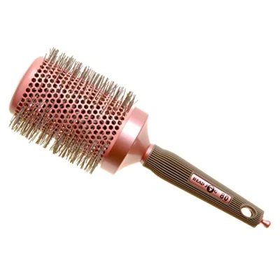 Image of Head Jog 80 Pink Radial Brush. Ceramic Coating Barrel with Nylon Bristle &amp; Rubber Handle. Lightweight Durable Hair Brush for Hairdressing. Reduce Frizz Healthy Looking Hair. (60mm)