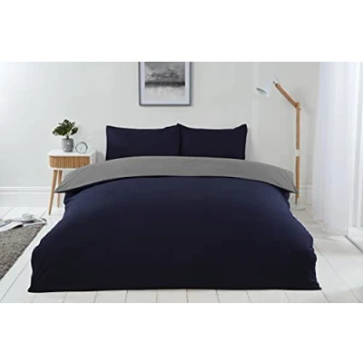 Image of Emma Barclay Lyla Reversible Duvet Set in Navy/Grey Double