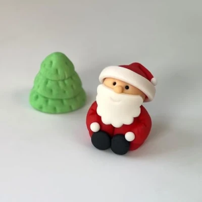 Image of Santa Cake Toppers Christmas Decorations 3D Edible Fondant Figures Great Party Present Easy to Use