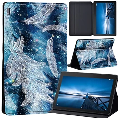 Image of Case for Lenovo Tab M10 TB X605F/ X605L/ X505F/ X505L, Leather Tri Fold Stand Cover 10.1 Inch Tablet, (sparkling feather)