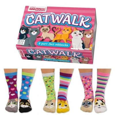 Image of United Odd Socks 6 Packmottomotive Socks, Women&#039;s, Size: 3,5 7,5, Catwalk