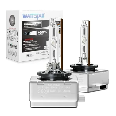 Image of wattstar Car HID D3S Xenon Headlight Bulbs, 35W 4300K 12V Factory Color OEM Replace for Halogen or LED Exterior Headlamp Bulbs(Pack of 2)……