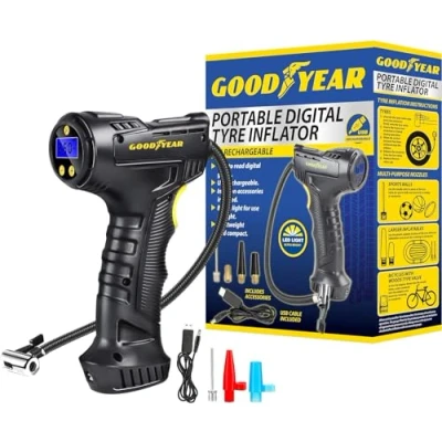Image of Goodyear Cordless Car Tyre Air Inflator Compressor Digital Screen Also Inflates Motorcycle Motorbike Cycle Bicycle Bike Tyres Inflatables