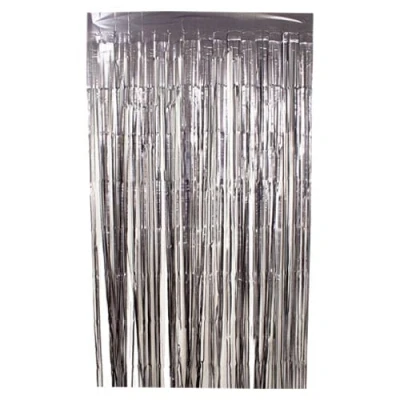 Image of Matte Dark Grey Foil Fringe Door Curtain 1.9m x 99cm