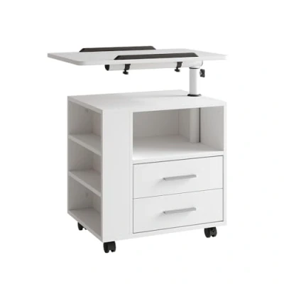 Image of Vicco Nightstand Bora, White, 90 x 40 cm with 2 drawers