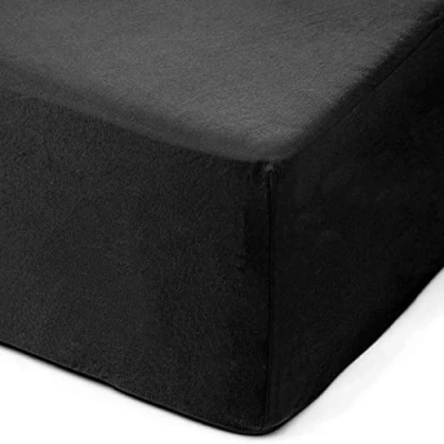 Image of Amago Fitted Sheet, 50 cm Pocket, 100 Percent Cotton, 140 x 200 Black
