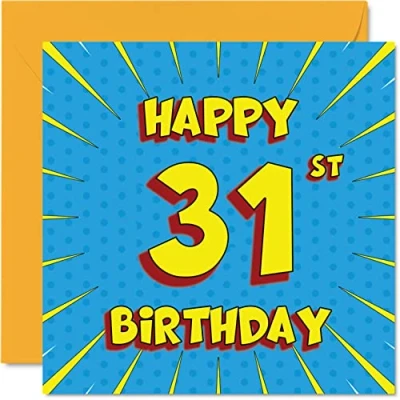 Image of Fun 31st Birthday Cards for Men Woman Comic Book Happy Card Daughter Sister Brother Dad Mum Son Cousin Auntie Uncle, 145mm x Greeting Cards,