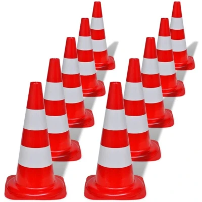 Image of vidaXL 10 Reflective Traffic Cones Red and White 50 cm