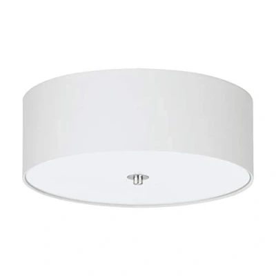 Image of EGLO Pasteri Flush Ceiling Lamp, 3 Bulb Kitchen and Living Room Lighting, Mount Light in Matt Nickel Steel, White Fabric Glass, E27 Socket, Ø 18.7 Inches