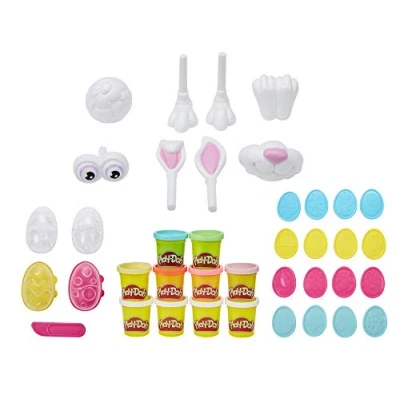 Image of Play Doh F0647FF1 Basket Toy 25 Piece Bundle with 10 Cans of Non Toxic Modeling Compound, Easter Crafts for Kids 3 Years Bunny Dough Set, Multi Amazon Exclusive