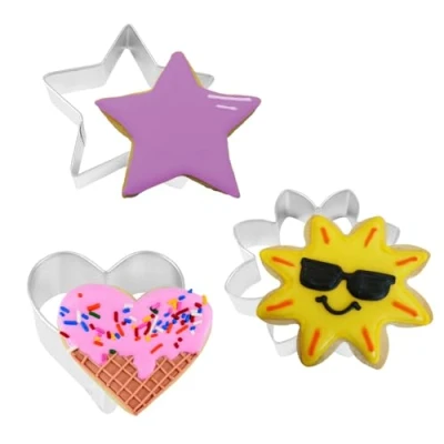 Image of Anniversary House Daisy Love Cookie Cutter Trio 3 Piece Set, Tin Plated Steel, Cutters, Heart Star Flower Biscuit K0016
