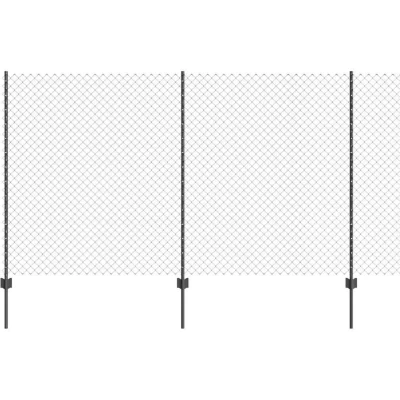 Image of vidaXL Chain Link Fence with 20 U Posts Grey 1.4x10 m Steel