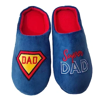 Image of Keanu Mens Super Dad Mule Slippers Novelty Fathers Day Gift UK Sizes 7 8, 9 10 &amp; 11 12 (Super Blue/Red, 10)