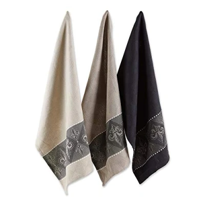 Image of DII Tabletop Kitchen Collection, Cotton, Fleur De Lis, Dish Towel Set
