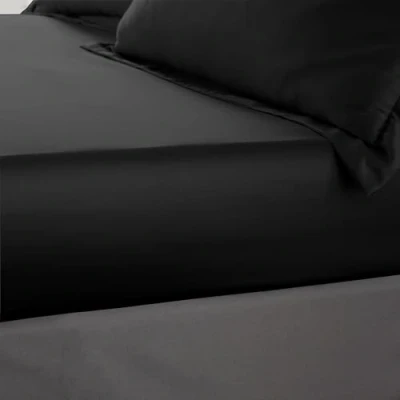 Image of Catherine Lansfield Silky Soft Satin Double Fitted Sheet Black
