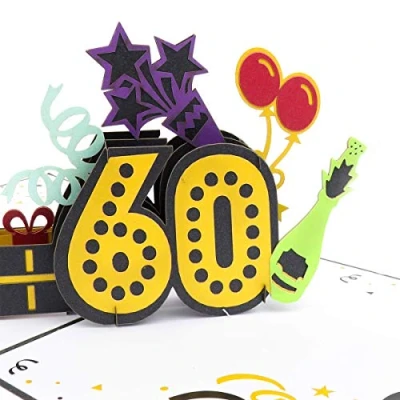 Image of Cardology 60th Birthday Pop Up Card 3D For Him Or Her Handmade