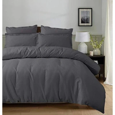 Image of Householdfurnishing 3 Pcs Duvet Quilt Cover Bedding Set 100% Cotton with Pillow Cases (Grey, Double)