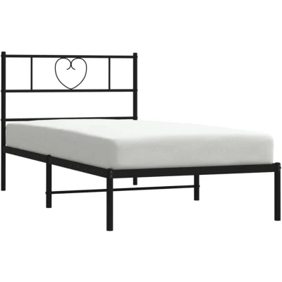 Image of vidaXL Metal Bed Frame without Mattress with Headboard Black 90x190cm