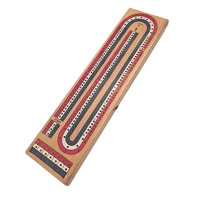 Image of Classic Wooden 3 Lane Cribbage Board with 9 Pegs Included