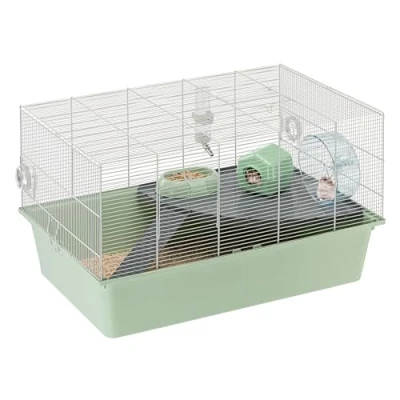 Image of Ferplast Hamster Cage, MILOS XL. and Mouse cage made of recycled iron plastic. Large, equipped modular small pets with wide plastic bottom, Easy cleaning 69,5 x 46 h 41 cm