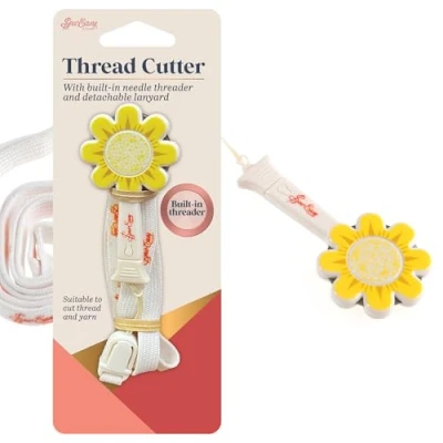 Image of Sew Easy Yarn Thread Cutter Snip Sewing &amp; Embroidery Thread, Built in Needle Threader Lanyard for Quilting Dressmaking Tailoring