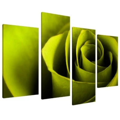 Image of Large Lime Green Rose Floral Canvas Wall Art Pictures Prints XL 4110