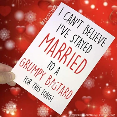 Image of Funny Birthday Card Anniversary Husband Mature Cards Swearing Grumpy B*stard Banter Witty Adult Humour Rude PC268