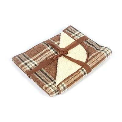 Image of Danish Design Newton Truffle Brown Check Hard Wearing Machine Washable Pet Blanket Throw Medium