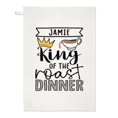 Image of Personalised King of The Roast Dinner Tea Towel Dish Cloth