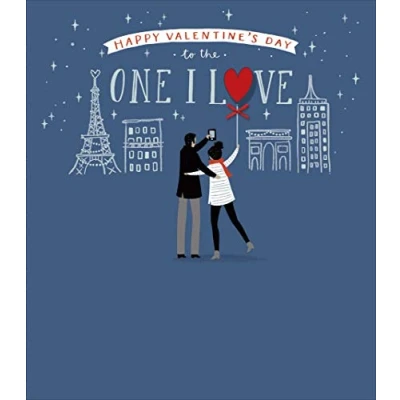 Image of UK Greetings One I Love Valentines Day Card For Him/Her With Envelope Paris Couple Design