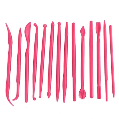 Image of 14pcs Pottery Clay Tools Set with Plastic Case Modeling Sculpting Kits for Shaping(rose red)