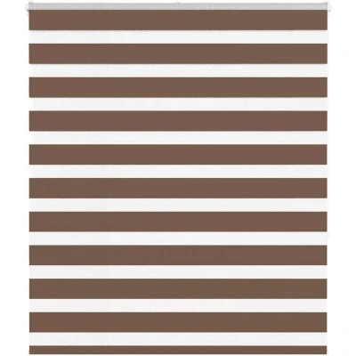 Image of vidaXL Zebra Blind Brown 125x150 cm Fabric Width 120.9 Polyester