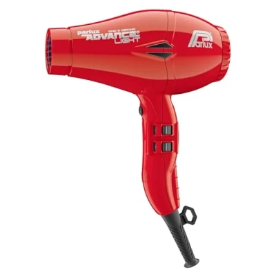 Image of Parlux Advance Light Ionic and Ceramic Hair Dryer in Red. Powerful, Quiet Lightweight Blow with 2 Speed Controls, 4 Heat Settings &amp; Nozzle Attachments. Made Recycled Materials.