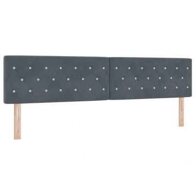 Image of Led Headboard Crystal Button Tufted Dark Grey 100 cm Velvet Vidaxl