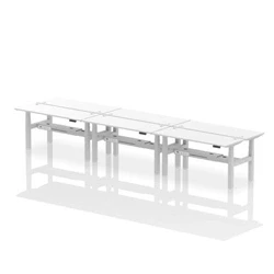 Image of Air B2B 1600x600mm Height Adjustable 6P Bench Desk CP White/Silver
