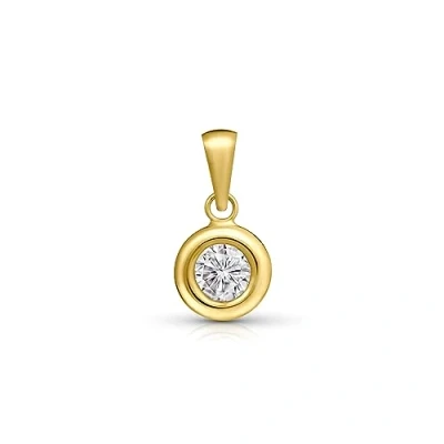 Image of Amberta Allure Women 9ct Gold Pendant with Cubic Zirconia: Solitaire Circle CZ