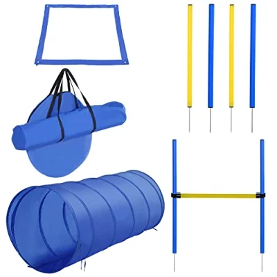 Image of PawHut Pet Agility Training Equipment Dog Play Run Jump Obedience Set Adjustable (Poles + Hurdle Tunnel Pause Box)
