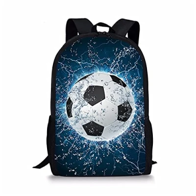 Image of Showudesigns Football Rucksack Boys Girls Soccer Backpack for Kids School Bag Bookbag Teen Back Packs Children Blue