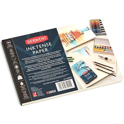 Image of Derwent Inktense Paper Pad 7 x 10&quot;, 20 Sheets, 7x10 inches, Textured Cold Pressed Watercolour Paper, Ideal for Layering Techniques, Professional Quality (2305834)