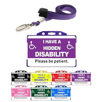 Image of Disability Awareness Cards with Matching Colour Lanyard and Holder, (Purple) Quantum Leap®